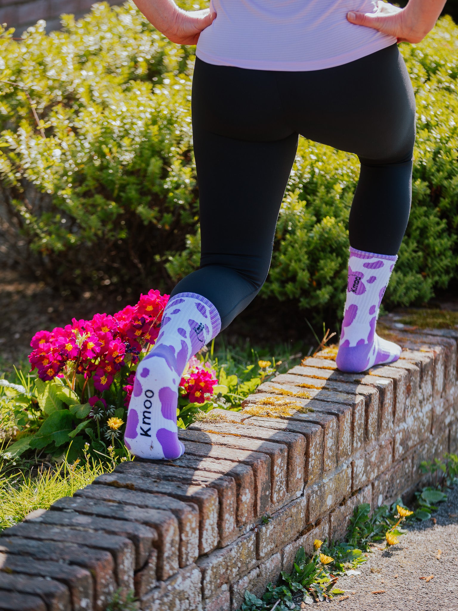 Purple Cow Print Sports Socks | Ribbed Crew