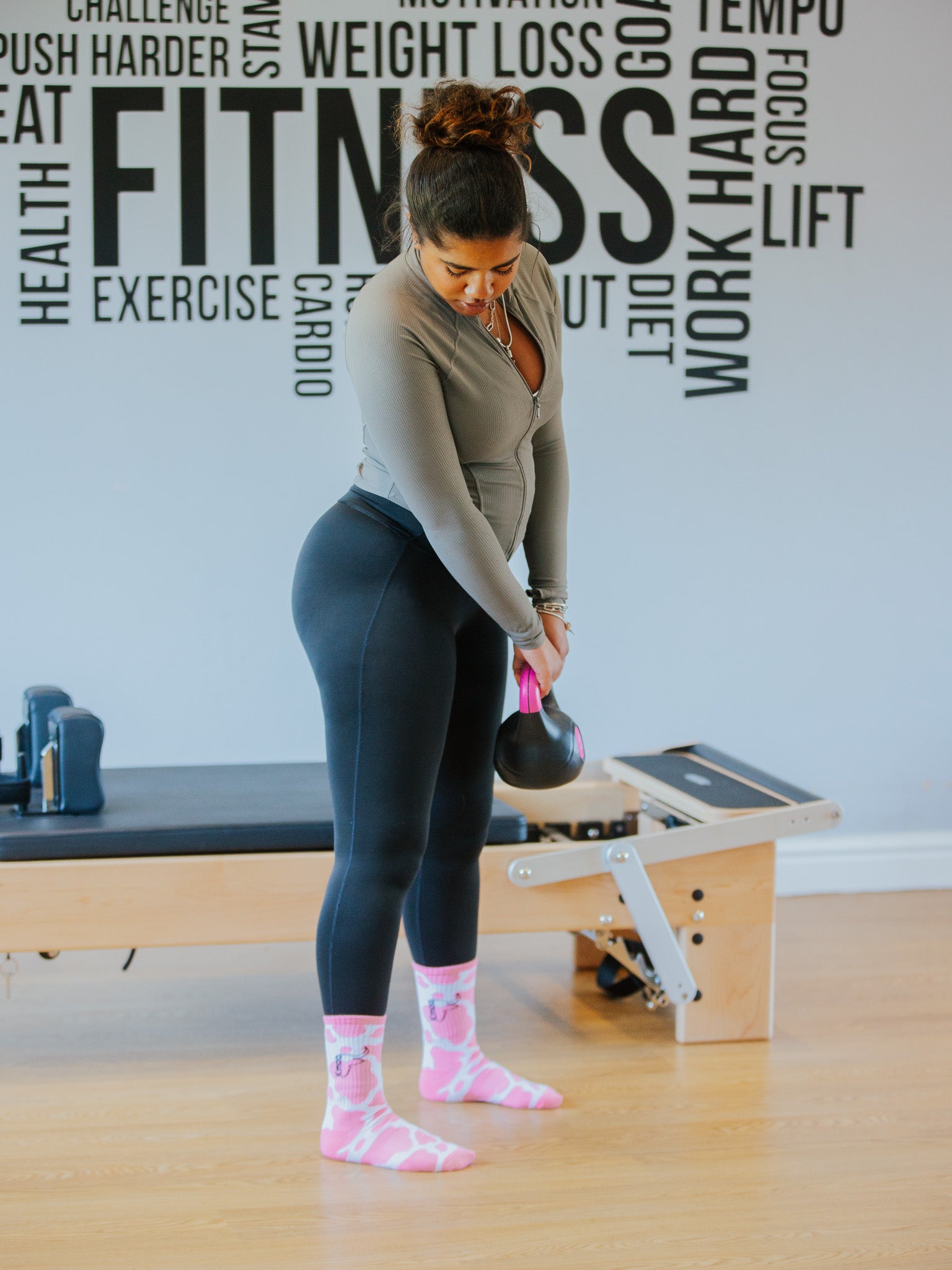 Pink Cow Print Sports Socks | Ribbed Crew