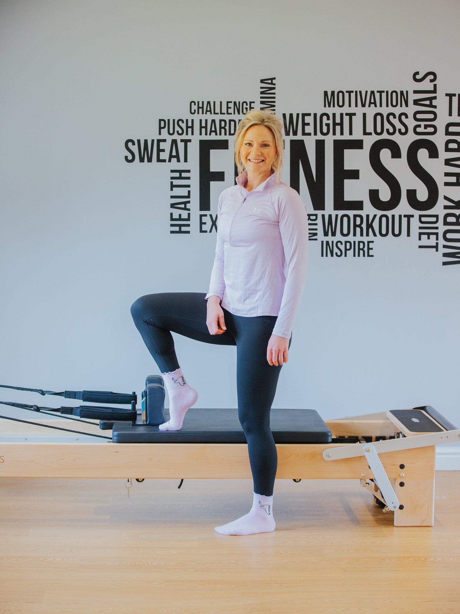 Purple Frill Yoga Socks | Non-Slip Quarter