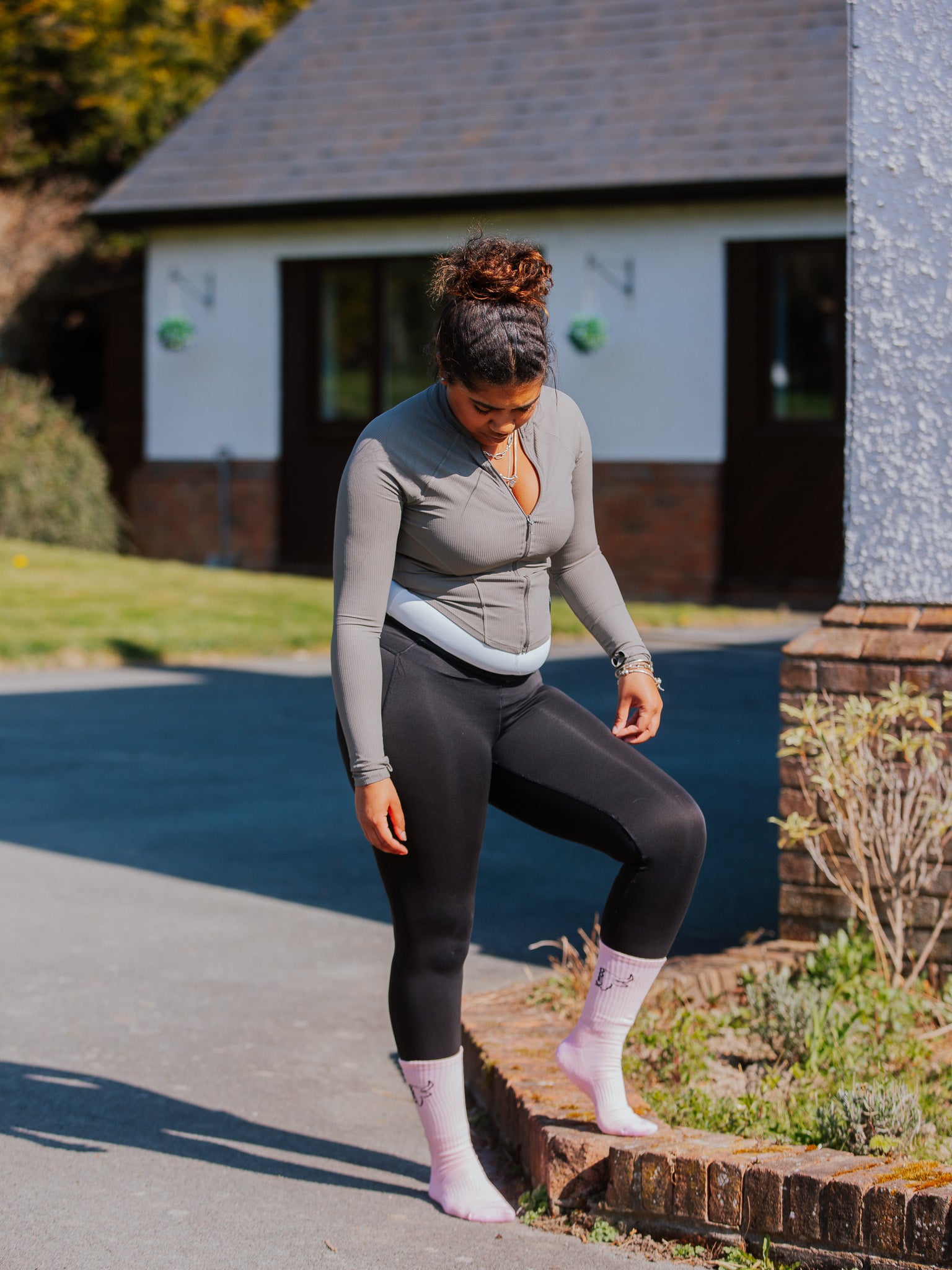 Pink Sports Socks | Ribbed Crew