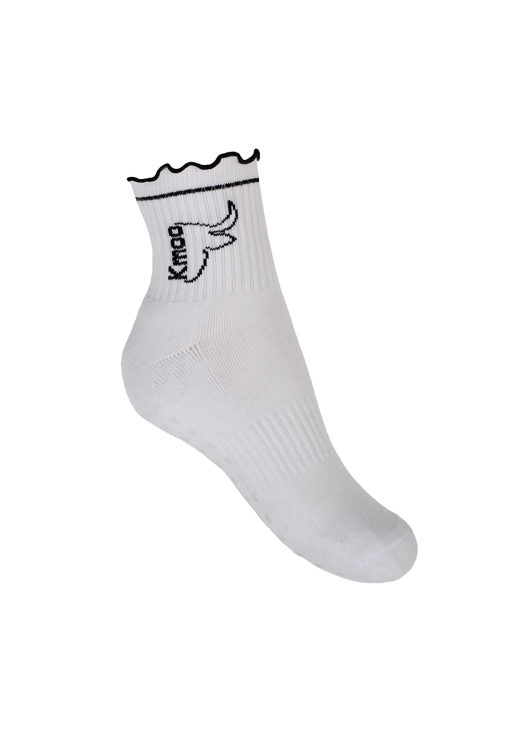 White Frill Yoga Socks | Non-Slip Quarter