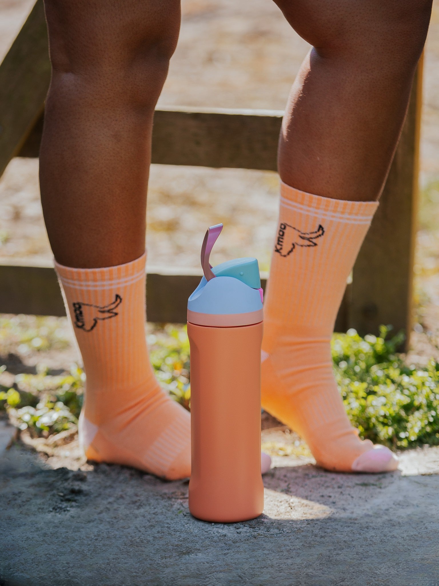 Peach Sports Socks | Ribbed Crew