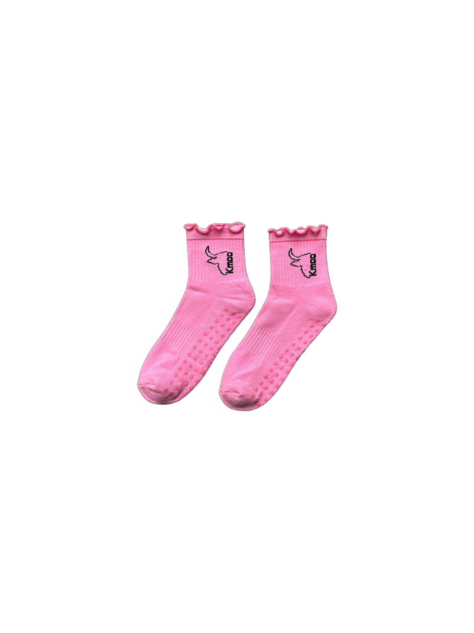 Pink Frill Yoga Socks | Non-Slip Quarter