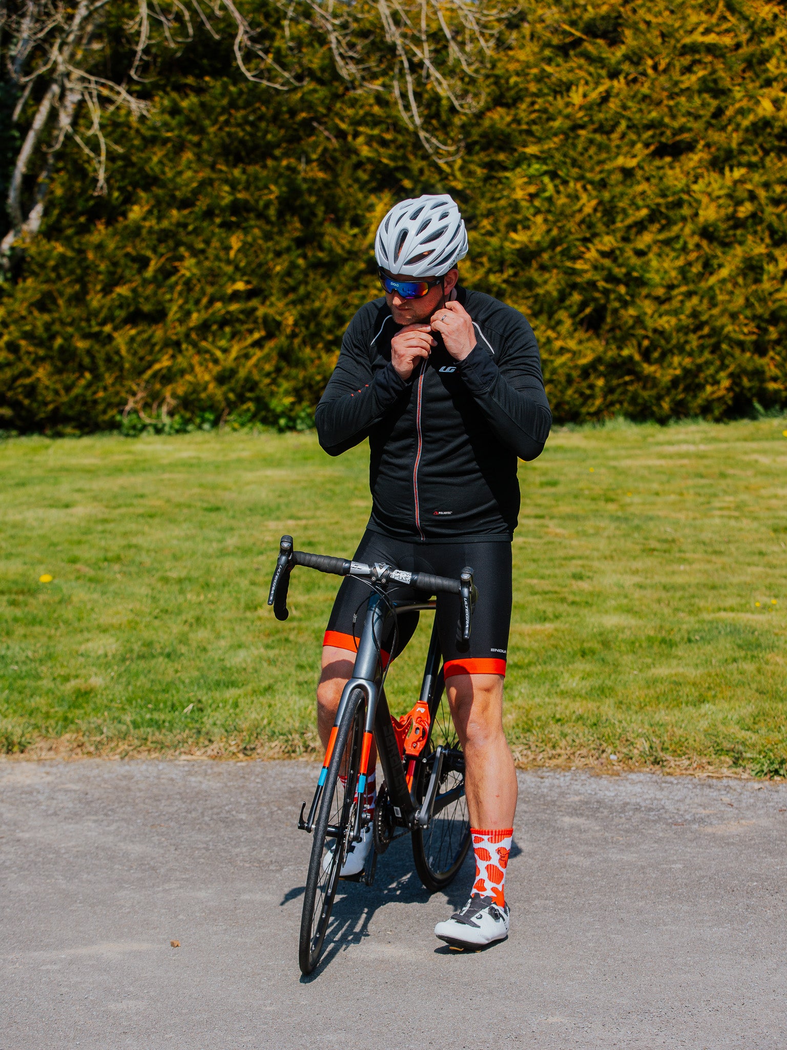 Red Cow Print Sports Socks | Ribbed Crew