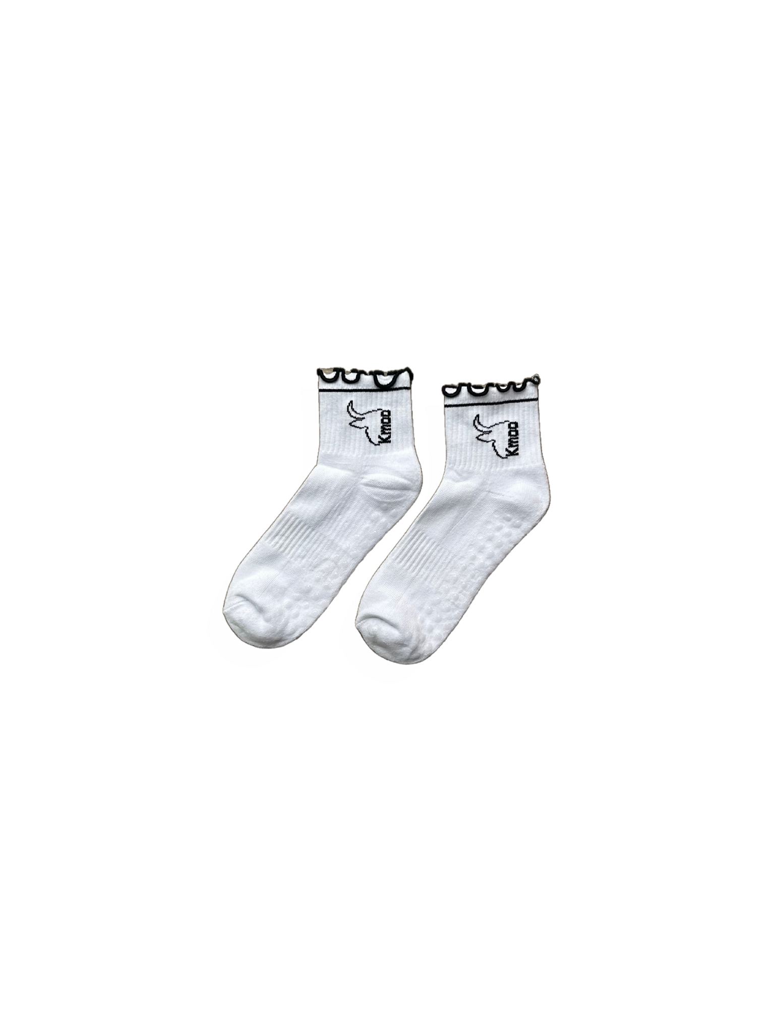 White Frill Yoga Socks | Non-Slip Quarter