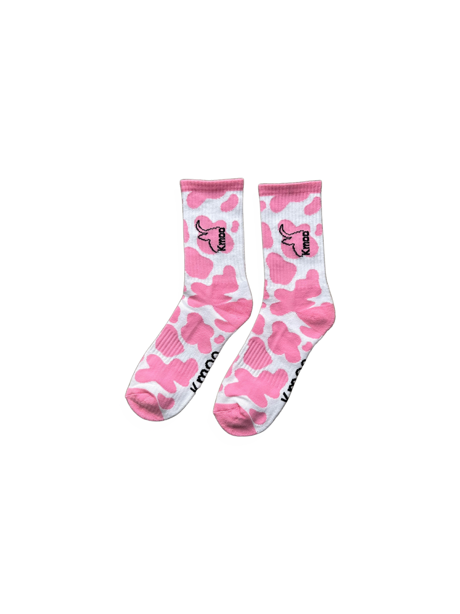 Pink Cow Print Sports Socks | Ribbed Crew