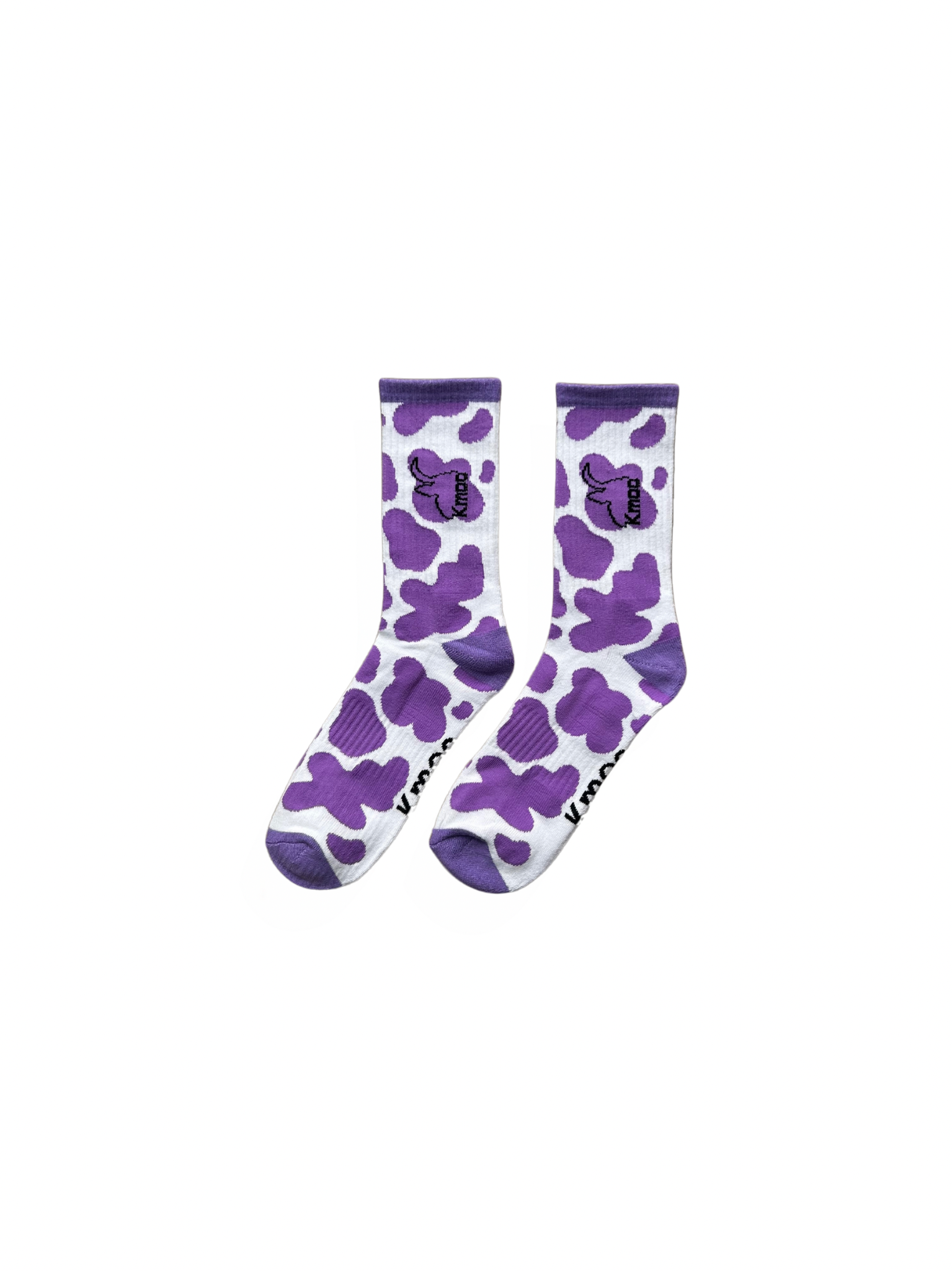 Purple Cow Print Sports Socks | Ribbed Crew