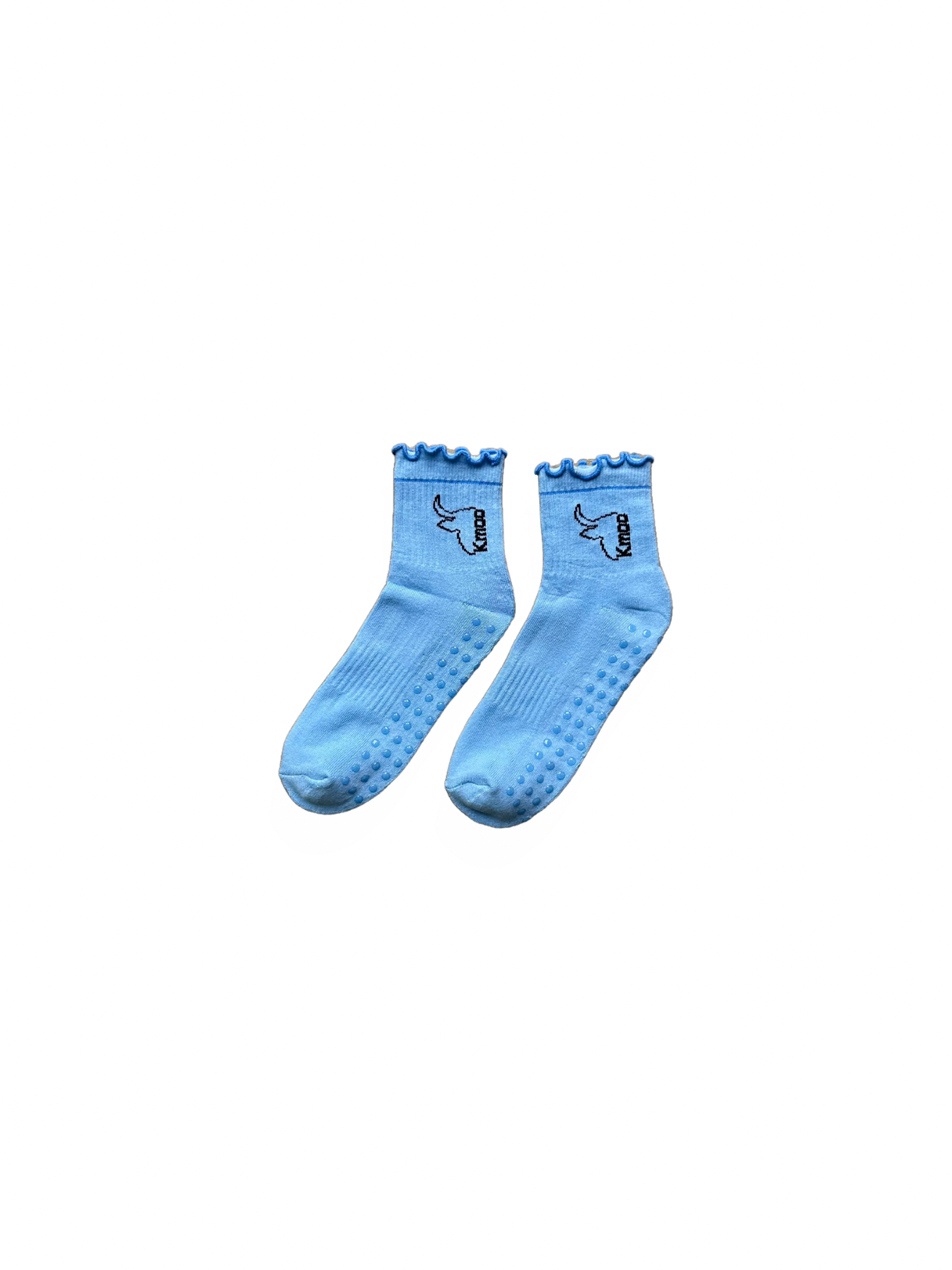 Blue Frill Yoga Socks | Non-Slip Quarter