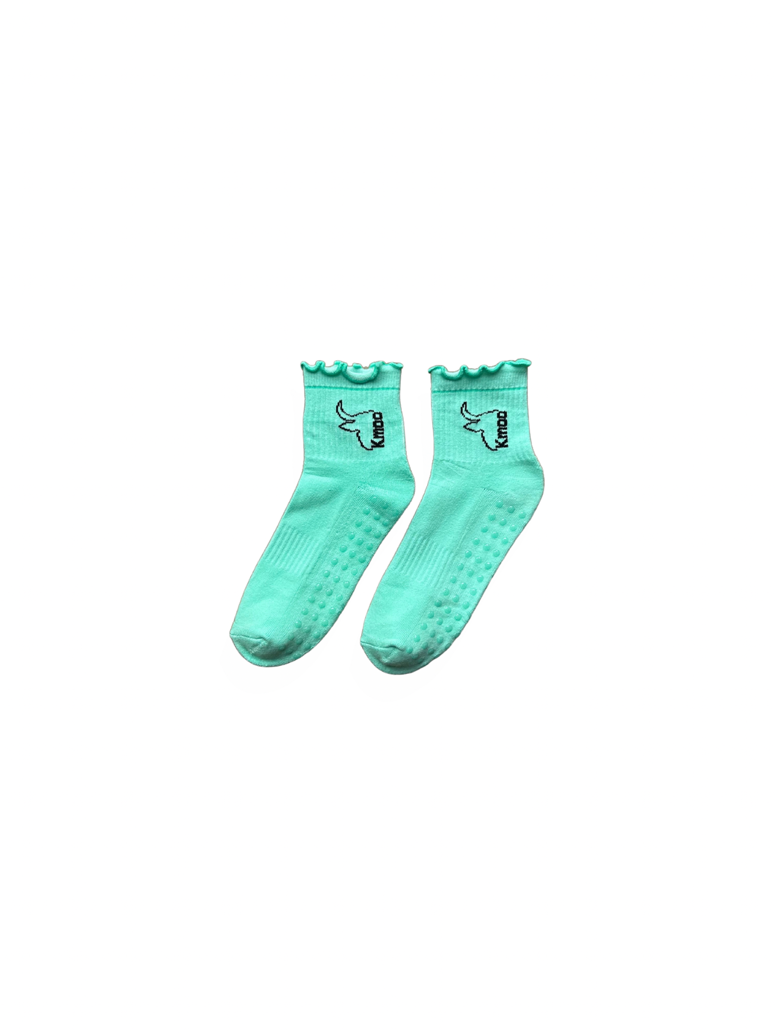 Green Frill Yoga Socks | Non-Slip Quarter