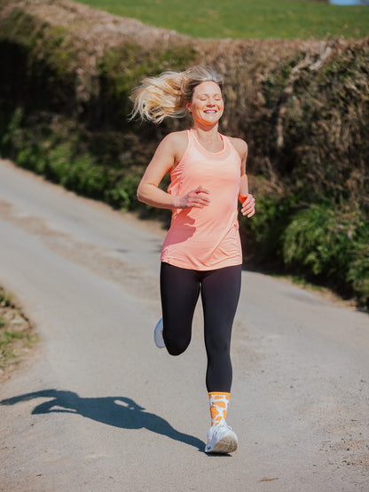 Orange Cow Print Sports Socks | Ribbed Crew