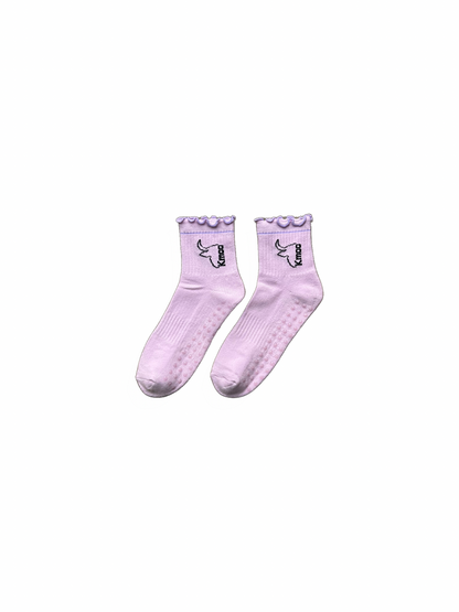 Purple Frill Yoga Socks | Non-Slip Quarter