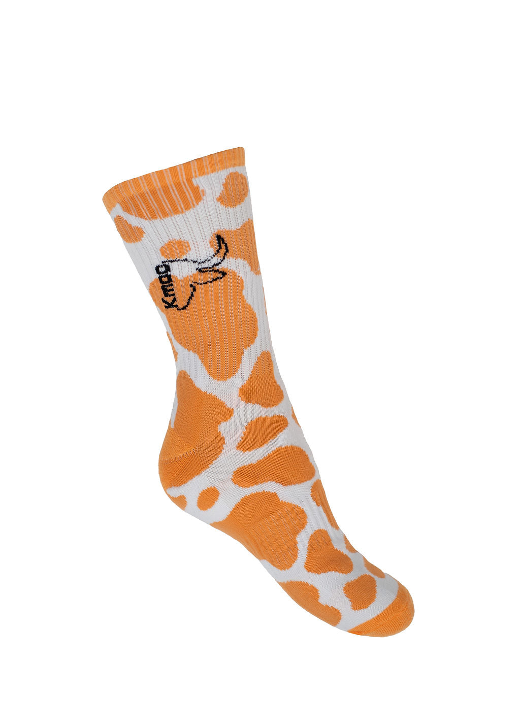 Orange Cow Print Sports Socks | Ribbed Crew