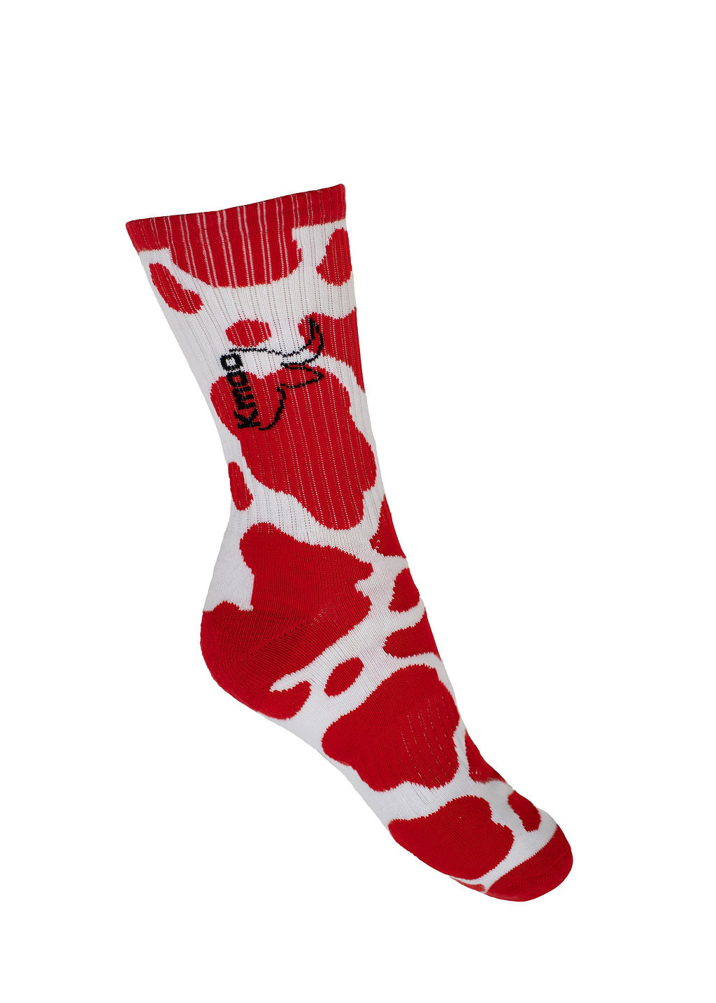 Red Cow Print Sports Socks | Ribbed Crew