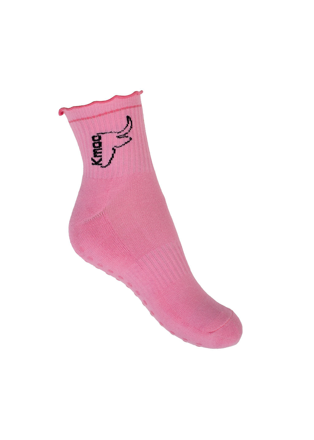 Pink Frill Yoga Socks | Non-Slip Quarter