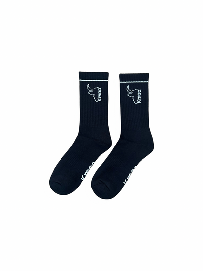 Black Sports Socks | Ribbed Crew