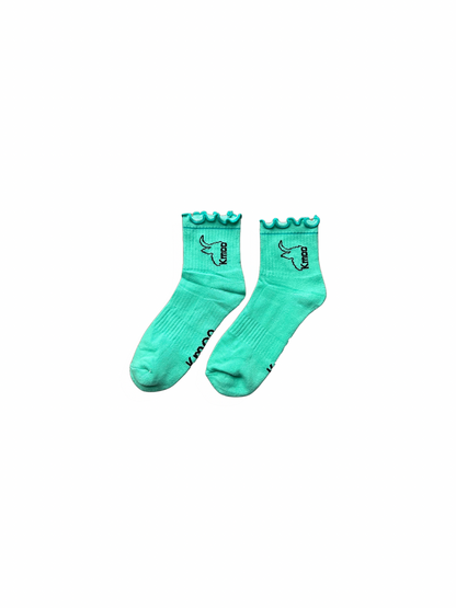 Green Frill Sports Socks | Quarter